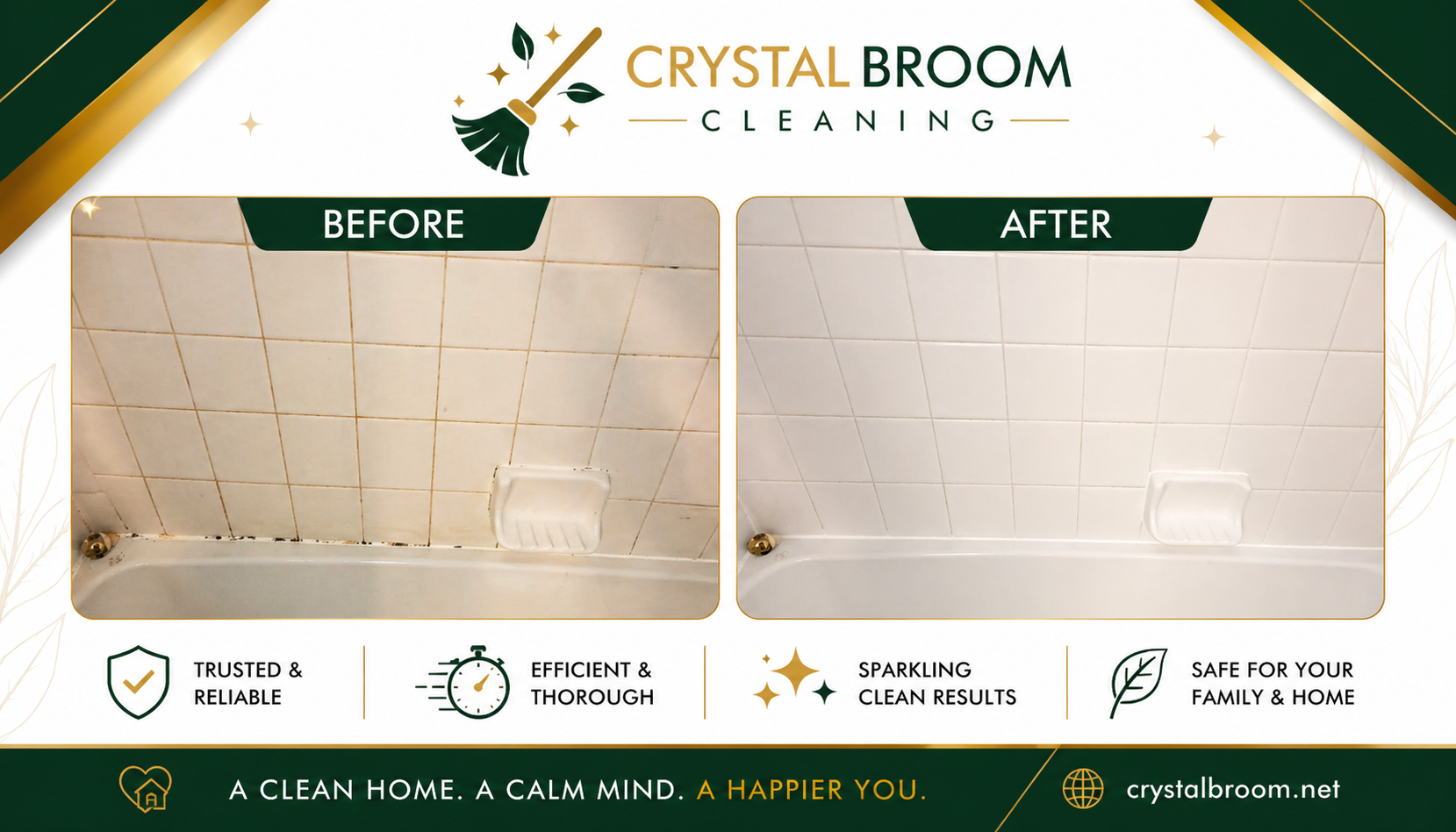 Before and after grout and tile cleaning of a white shower wall with mold removal in Naperville, IL
